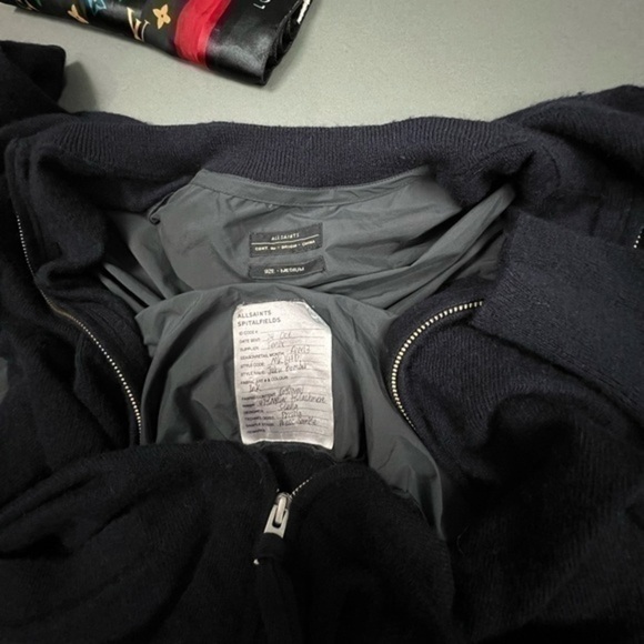 PRESS SAMPLE Allsaints Zip Up Cashmere Bomber Jacket - Picture 3 of 8